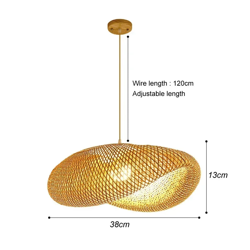 Hand Woven Bamboo Wicker Chandelier Ceiling Lamp