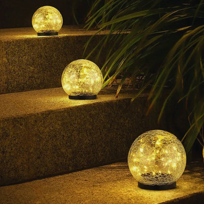 Solar Crackle Orb Garden Light