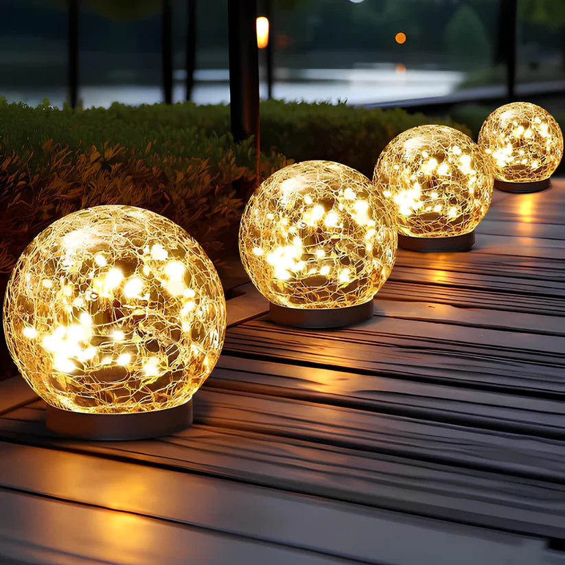 Solar Crackle Orb Garden Light