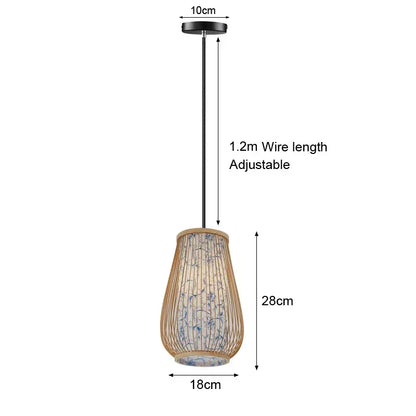 Hand Woven Bamboo Wicker Chandelier Ceiling Lamp
