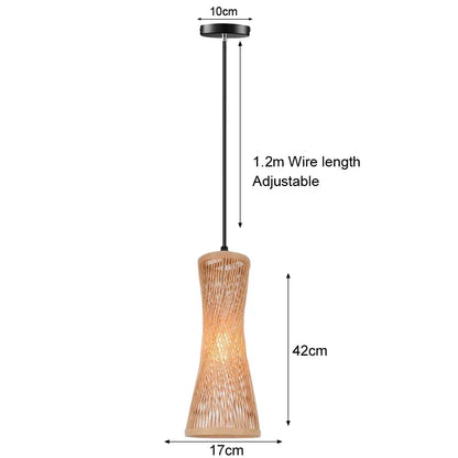 Hand Woven Bamboo Wicker Chandelier Ceiling Lamp