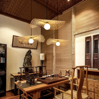 Hand Woven Bamboo Wicker Chandelier Ceiling Lamp
