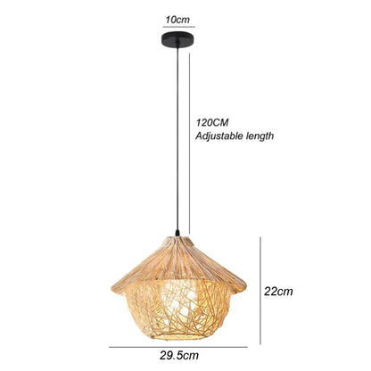 Hand Woven Bamboo Wicker Chandelier Ceiling Lamp