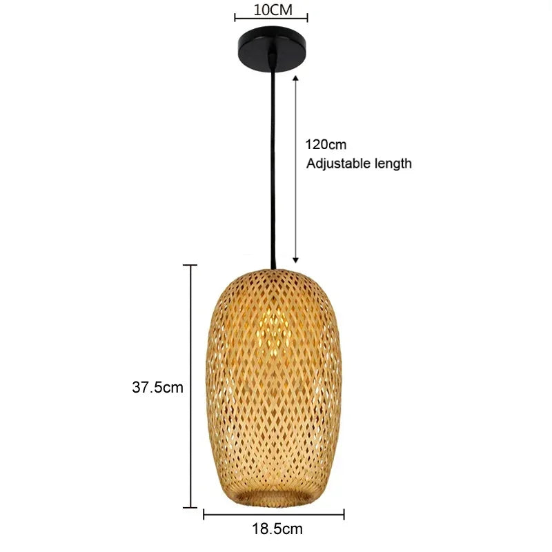 Hand Woven Bamboo Wicker Chandelier Ceiling Lamp