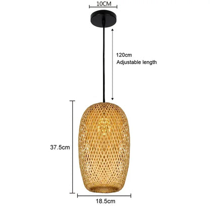 Hand Woven Bamboo Wicker Chandelier Ceiling Lamp