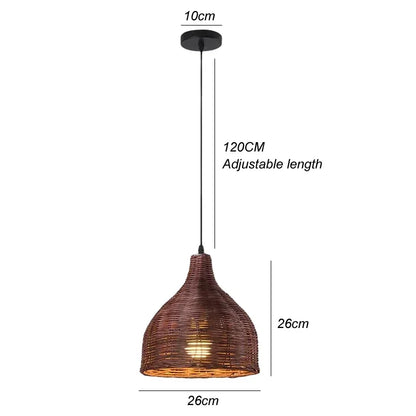Hand Woven Bamboo Wicker Chandelier Ceiling Lamp
