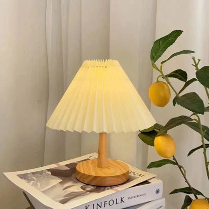 Nordic Wooden Pleated Table Lamp