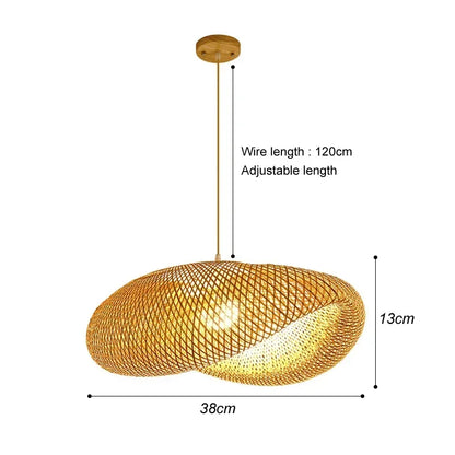Hand Woven Bamboo Wicker Chandelier Ceiling Lamp