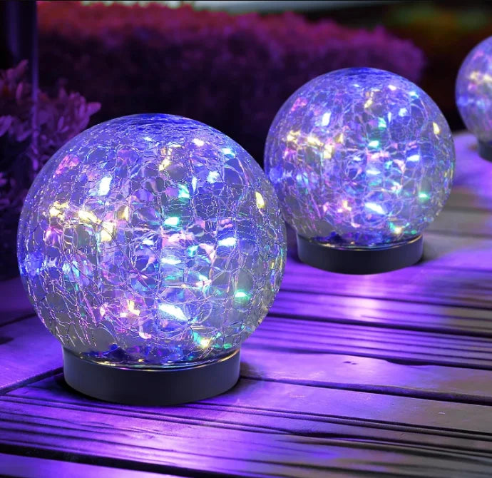Solar Crackle Orb Garden Light