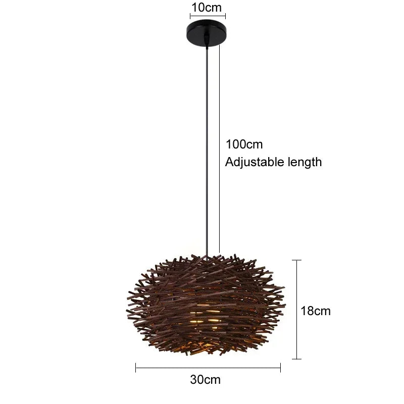 Hand Woven Bamboo Wicker Chandelier Ceiling Lamp