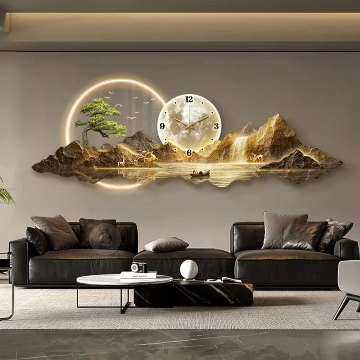 Landscape Time Clock Mural Wall Light