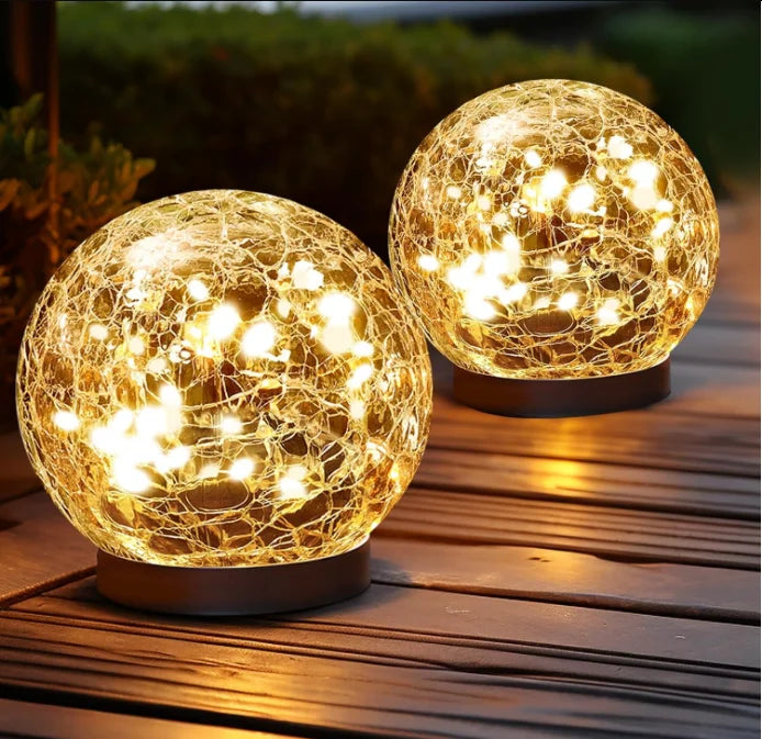 Solar Crackle Orb Garden Light