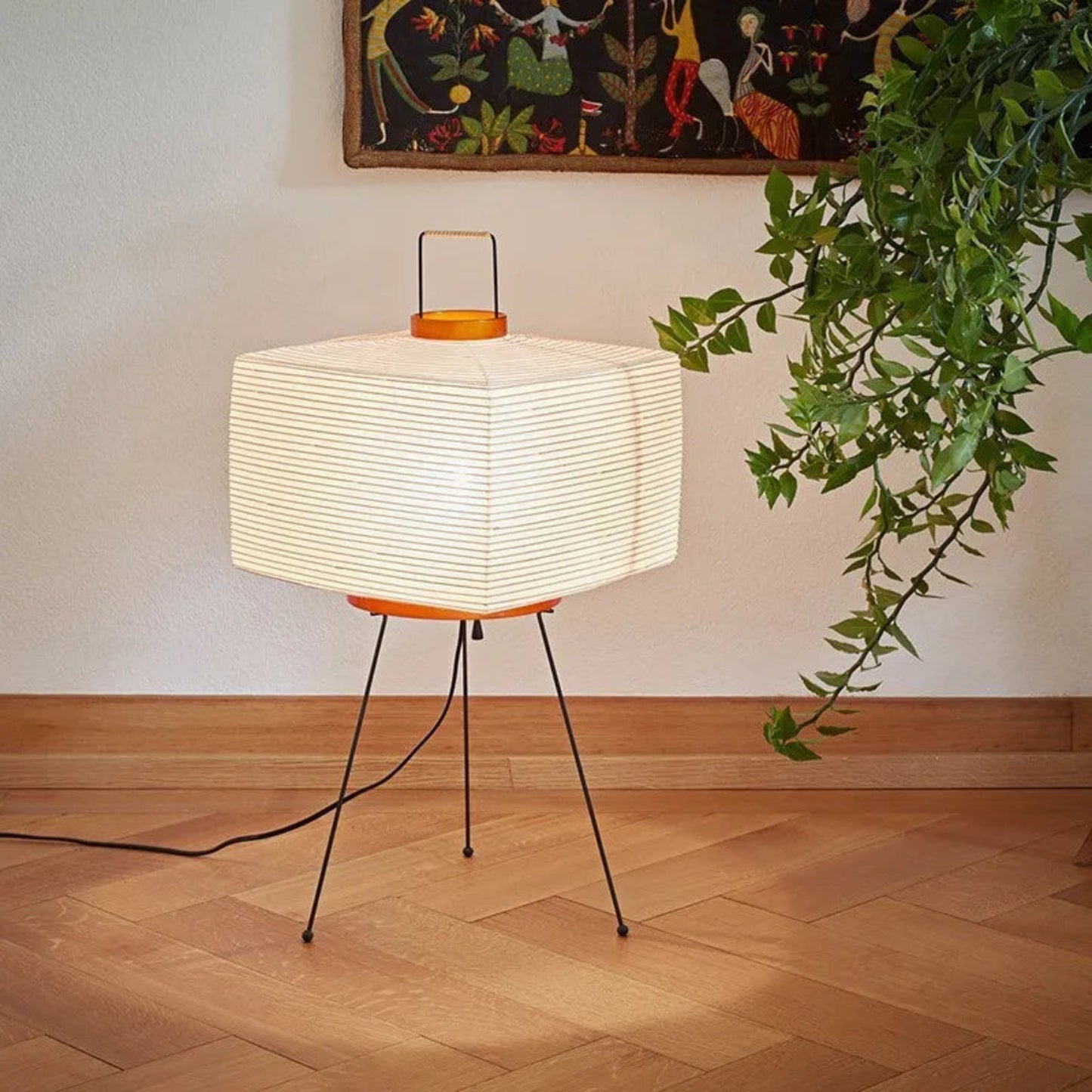 Japanese Wabi-Sabi Style Tripod Squared Floor Lamp
