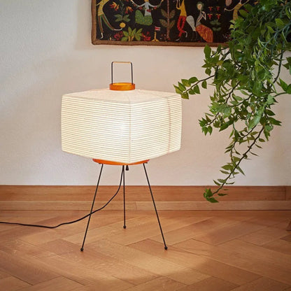 Japanese Wabi-Sabi Style Tripod Squared Floor Lamp