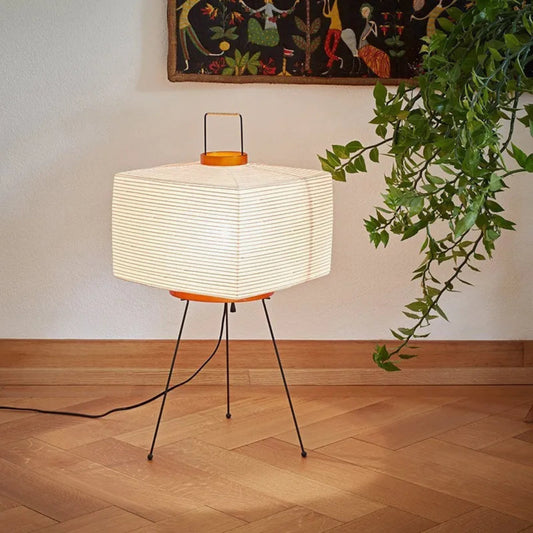 Japanese Wabi-Sabi Style Tripod Squared Floor Lamp