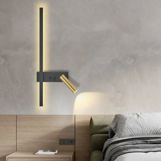 Modern Black and Gold Sconce Focused Wall Light Fixture