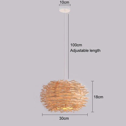 Hand Woven Bamboo Wicker Chandelier Ceiling Lamp