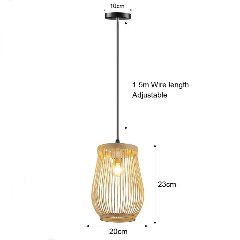 Hand Woven Bamboo Wicker Chandelier Ceiling Lamp