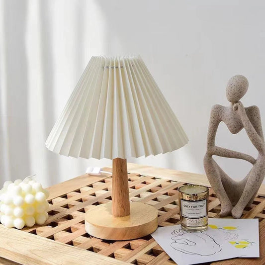 Nordic Wooden Pleated Table Lamp