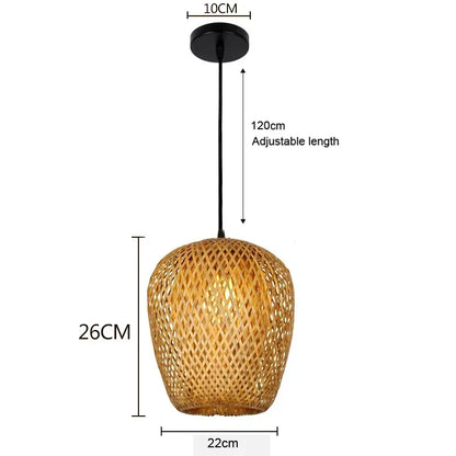 Hand Woven Bamboo Wicker Chandelier Ceiling Lamp