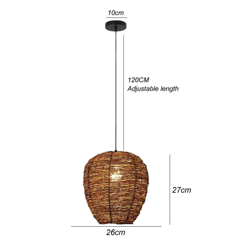 Hand Woven Bamboo Wicker Chandelier Ceiling Lamp