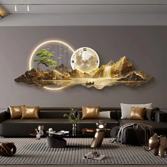 Landscape Time Clock Mural Wall Light