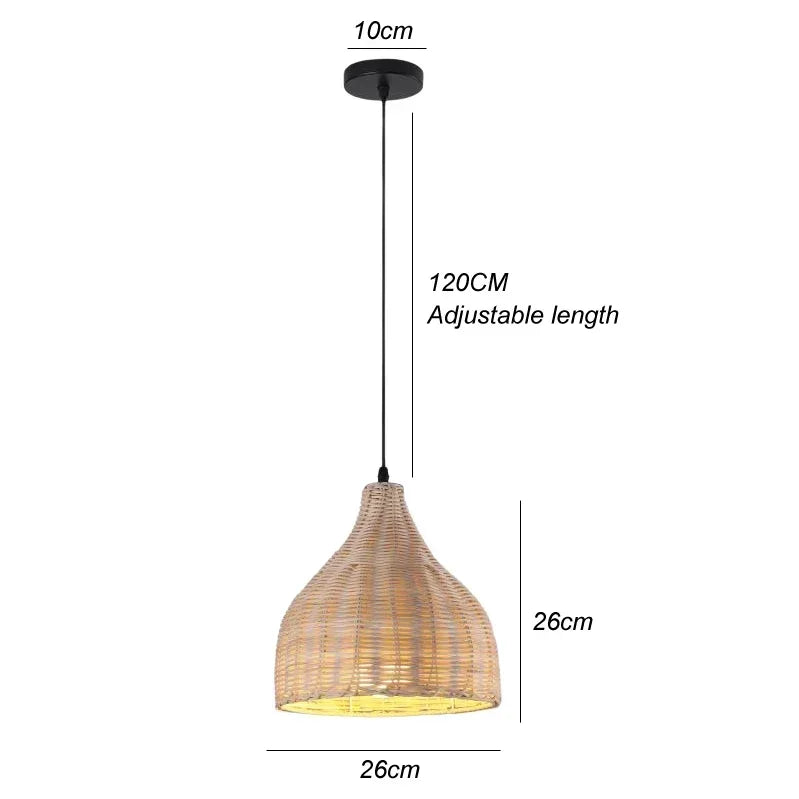 Hand Woven Bamboo Wicker Chandelier Ceiling Lamp