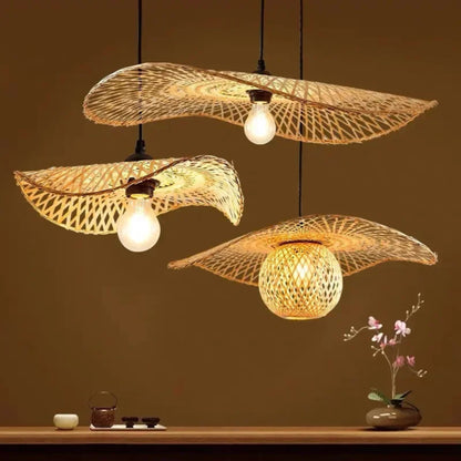 Hand Woven Bamboo Wicker Chandelier Ceiling Lamp
