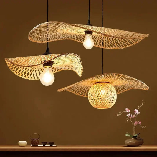 Hand Woven Bamboo Wicker Chandelier Ceiling Lamp