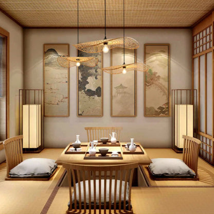 Hand Woven Bamboo Wicker Chandelier Ceiling Lamp