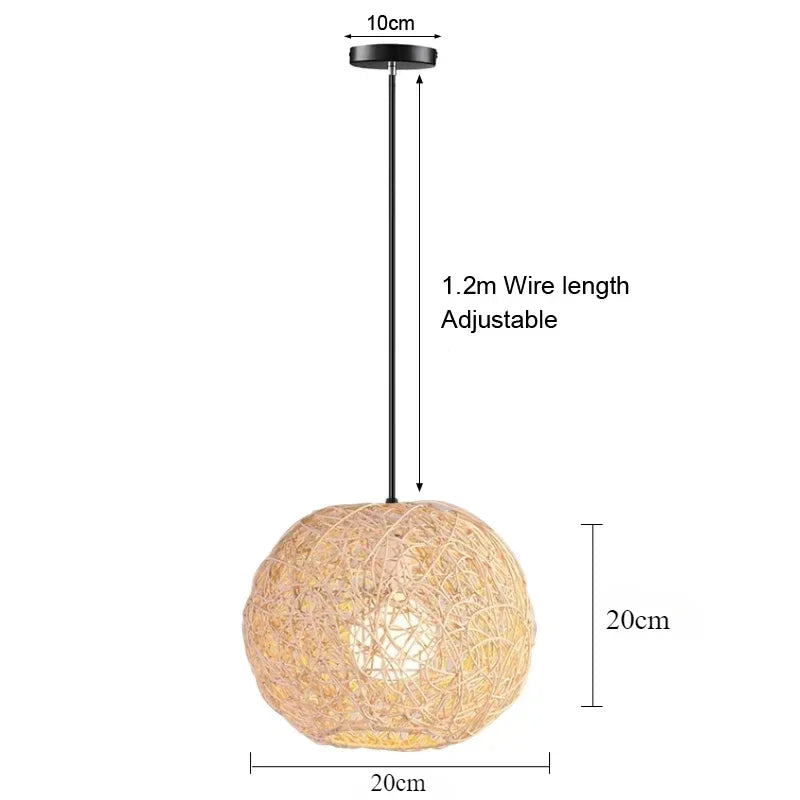 Hand Woven Bamboo Wicker Chandelier Ceiling Lamp