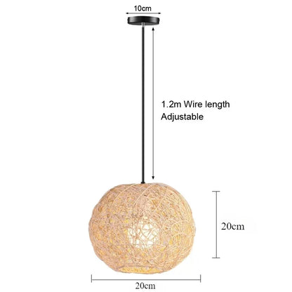 Hand Woven Bamboo Wicker Chandelier Ceiling Lamp